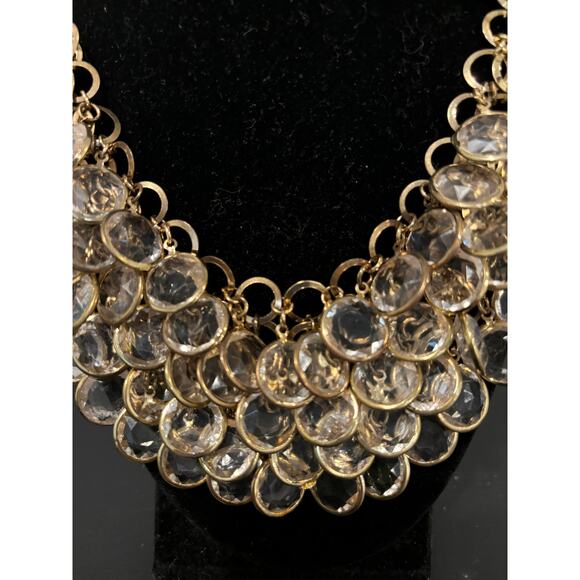 Vintage Cascade Bib Necklace Bezel Set Dangles - Picture 3 of 7